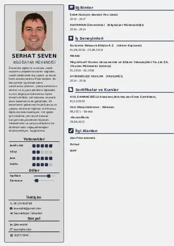 Bilgisayar Mühendisi CV Örnekleri cv indir